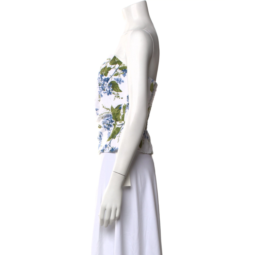 Reformation White Floral Strapless Top Size 6 - Picture 6 of 7